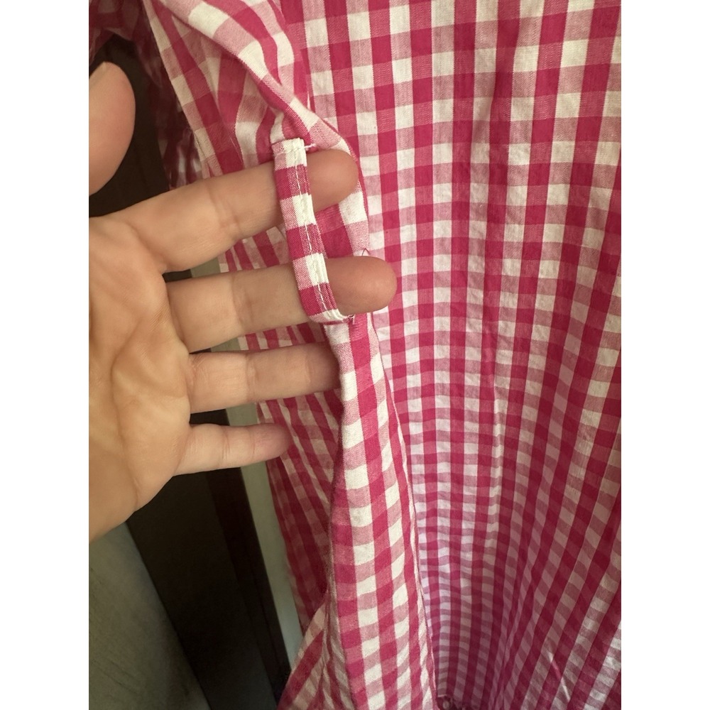 MSC Pink Gingham Ruffle Robe S/M Lightweight Cottagecore Missing The Belt - Picture 6 of 7
